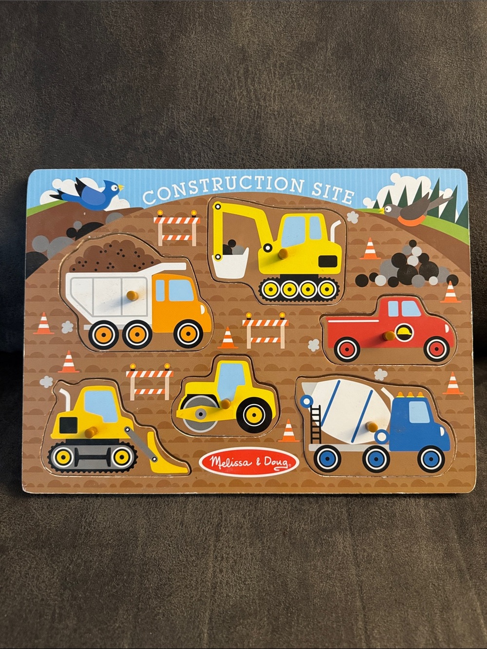 Melissa & Doug Construction Site Wooden Peg Puzzle